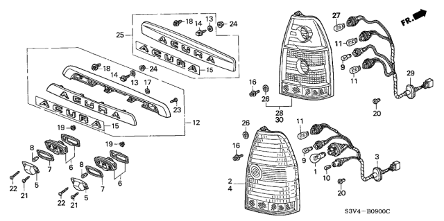 2001 Acura MDX Grommet Taillight (Natural) Diagram for 91626-S0X-A01