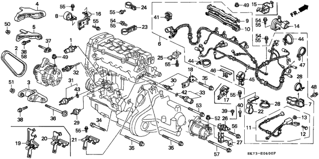 1990 Acura Integra Battery Terminal Nut Diagram for 32602-SK7-900