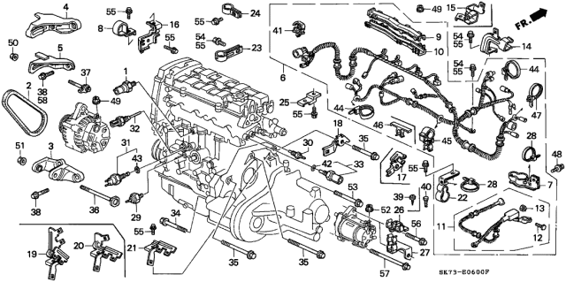 1991 Acura Integra Clamp, Engine Wire Harness (G) Diagram for 32750-PR3-000