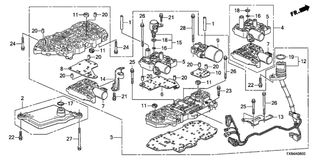 2013 Acura ILX Hybrid Body Assembly, Drive Pulley Control Valve Diagram for 27500-RBL-003