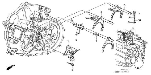 2002 Acura RSX MT Shift Fork Diagram