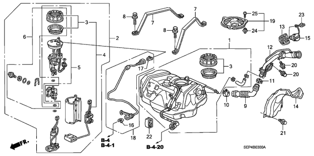2004 Acura TL Fuel Pump Module Assembly Diagram for 17045-SEP-A01