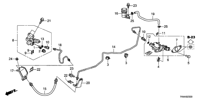2014 Acura TL 4 Door TECH (3.7) KA 6MT Clutch Master Cylinder Diagram