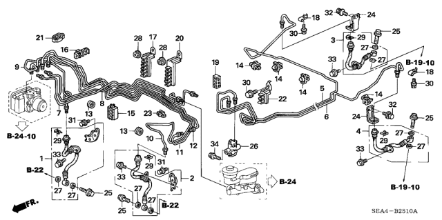 2006 Acura TSX Clip D, Brake Pipe Diagram for 46394-SEA-023
