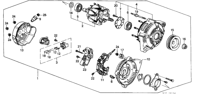 1988 Acura Legend Pulley, Alternator Diagram for 31141-PD1-024