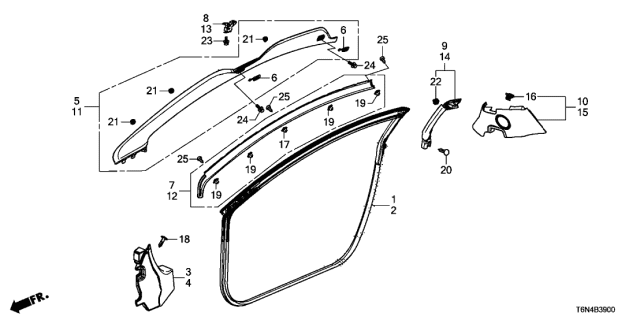 2017 Acura NSX Bracket, Left Front Pillar Garnish Diagram for 84159-T6N-A00