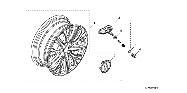 2018 Acura ILX 4 Door 24TECH (PLUS A-SPEC) KA DCT Alloy Wheel Diagram