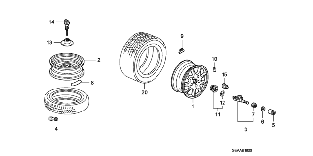 2008 Acura TSX 4 Door TSX KA 6MT Wheel Disk Diagram