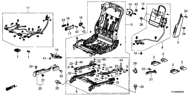 2016 Acura RLX Front Seat Components Diagram 2