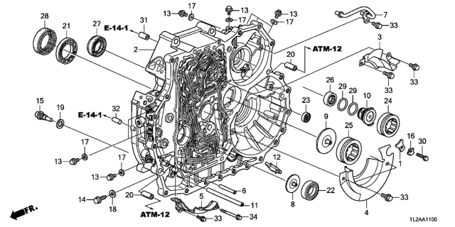 2014 Acura TSX Case, Torque Converter Diagram for 21110-R36-305