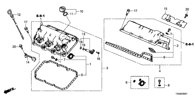 2018 Acura RDX 5 Door BASE (AWD) KA 6AT Cylinder Head Cover Diagram