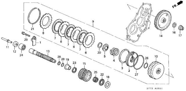 1996 Acura Integra Bearing, Needle (26X34X20) Diagram for 91103-P24-J01