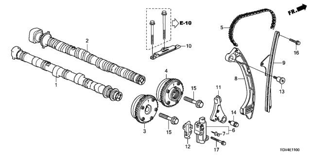 2021 Acura TLX Camshaft, Intake Diagram for 14110-6B2-A00