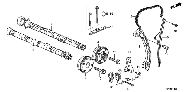 2021 Acura TLX Camshaft - Cam Chain Diagram