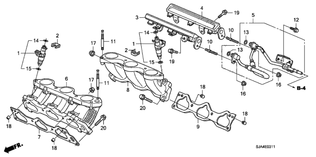 2009 Acura RL 4 Door RL-TEC KA 5AT Fuel Injector Diagram