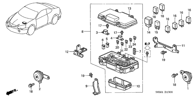 2003 Acura RSX Horn Assembly (Low) Diagram for 38100-S04-K12