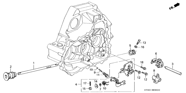 1997 Acura Integra 4 Door GS-R KA 5MT MT Shift Rod - Shift Holder Diagram