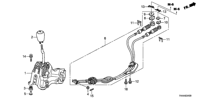 2014 Acura TL 4 Door TECH (3.7) KA 6MT Shift Lever Diagram