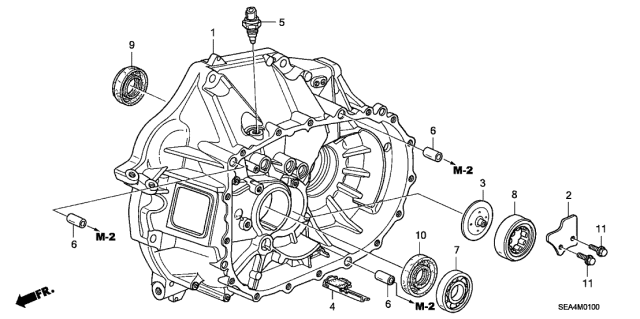 2004 Acura TSX MT Clutch Case Diagram