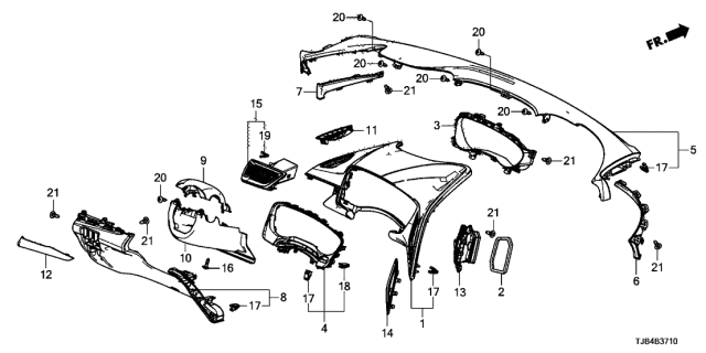 2019 Acura RDX Visor Assembly (Deep Black) Diagram for 77201-TJB-A01ZA