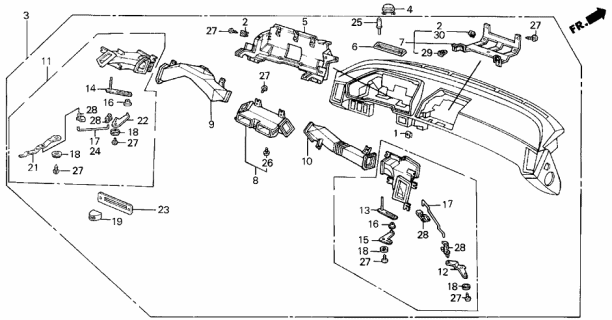 1990 Acura Legend Instrument Panel Assy. Diagram
