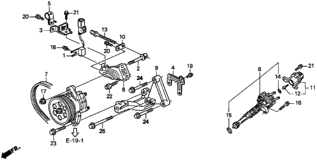 1996 Acura TL 4 Door PRE3.2 KA 4AT P.S. Pump Bracket - Speed Sensor (V6) Diagram