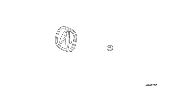 2008 Acura TSX 4 Door TSX (NAVIGATION) KA 6MT Chrome "A" Wheel Emblem Set Diagram