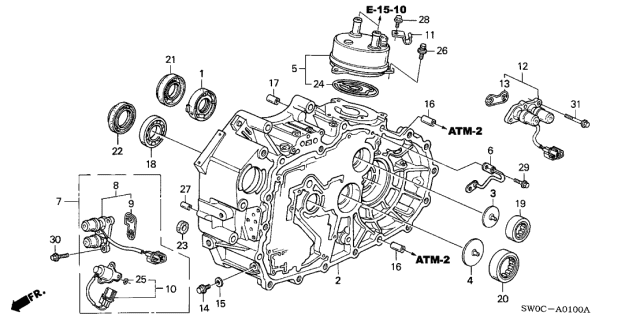 2005 Acura NSX 2 Door NSX-T KA 4AT AT Torque Converter Case Diagram