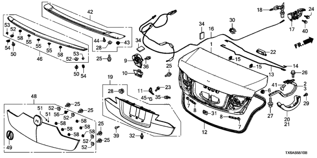 2021 Acura ILX Trunk Lid Diagram