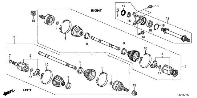 2020 Acura TLX Driveshaft - Half Shaft Diagram