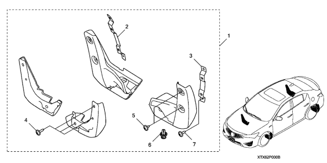 2021 Acura ILX Bracket, Passenger Side Diagram for 08P09-TX6-200A3