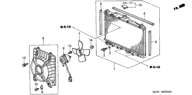 1998 Acura RL Radiator (DENSO) Diagram