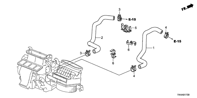 2014 Acura TL 4 Door TECH (3.7) KA 6AT Water Hose Diagram