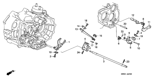 2005 Acura NSX Fork, Reverse Shift Diagram for 24111-PR9-000