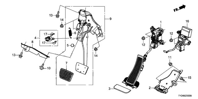 2014 Acura RLX Break Pedal Cover Rubber Diagram for 46545-TX4-A51