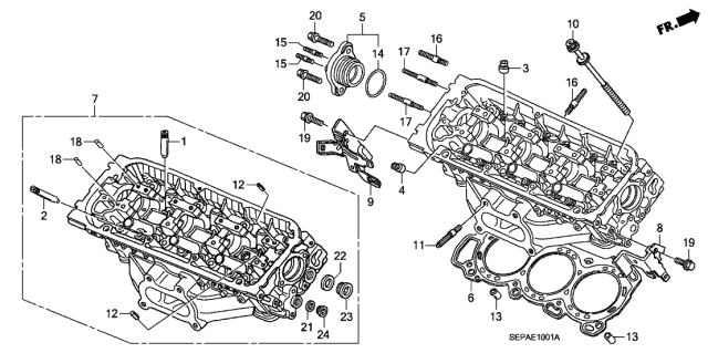 2008 Acura TL 4 Door BASE (NAVIGATION) KA 5AT Rear Cylinder Head Diagram