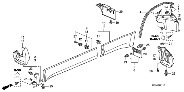 2012 Acura RDX Garnish Assembly (Basque Red Pearl Ii) Diagram for 75332-STK-A01ZP