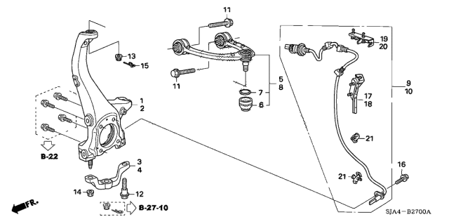 2009 Acura RL Right Front Sensor Assembly Diagram for 57450-SJA-003