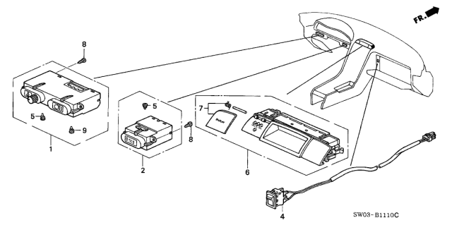 2001 Acura NSX 2 Door NSX-T KA 6MT Switch Diagram