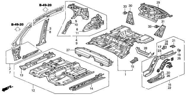 1999 Acura TL Inner Panel Diagram