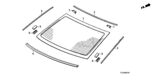 2010 Acura TSX Glass Set, Rear Windshield (Green) (Asahi) Diagram for 73211-TL2-A01