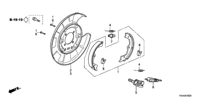 2013 Acura TL 4 Door BASE (SHAWD) KA 6AT Parking Brake Shoe Diagram