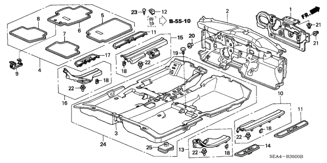 2004 Acura TSX 4 Door TSX (NAVIGATION) KA 5AT Floor Mat Diagram