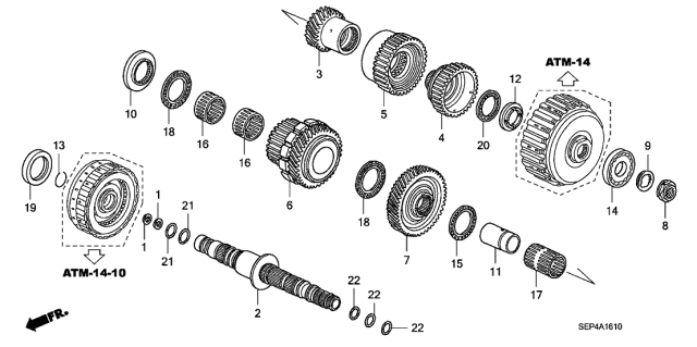 2007 Acura TL 4 Door BASE (NAVIGATION) KA 5AT AT Secondary Shaft Diagram