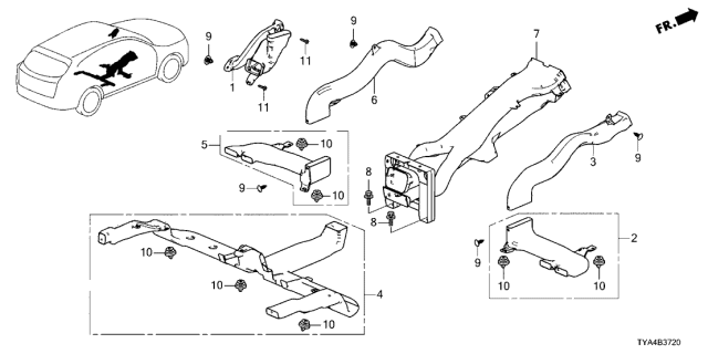 2022 Acura MDX Duct Left, Rear Heater Diagram for 83381-TYA-A00