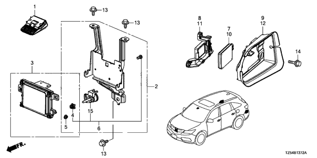 2018 Acura MDX Radar Sub Assembly Diagram for 36802-TZ6-A12