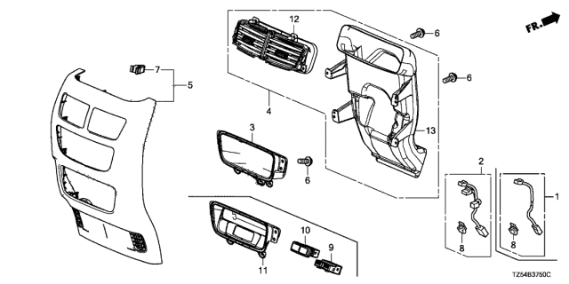 2017 Acura MDX Pocket, Rear Console Diagram for 83403-TZ5-A03