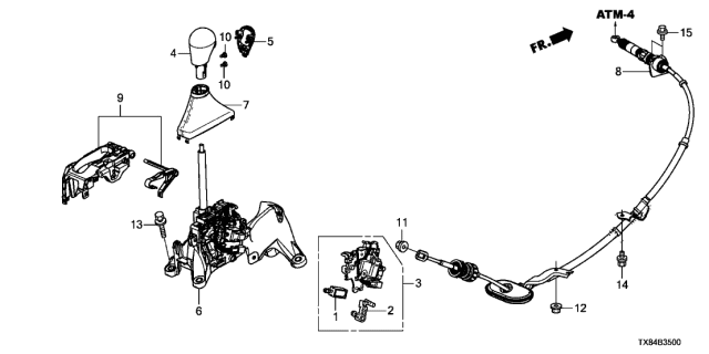 2013 Acura ILX Hybrid Select Lever Diagram