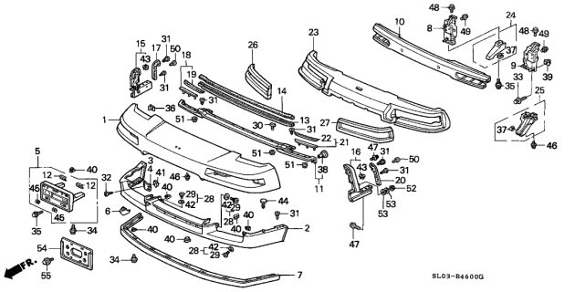 1993 Acura NSX Front Bumper Diagram