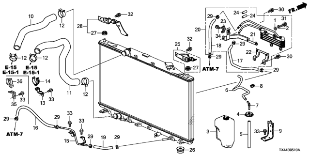 2016 Acura RDX Passenger Side Radiator Mounting Bracket (Upper) Diagram for 74171-TX4-A00